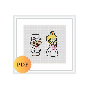 Counted Cross Stitch Sampler, Mini Bride and Groom Character Collection, Cross Stitch Pattern Chart, Cute Cross Stitch, PDF Download
