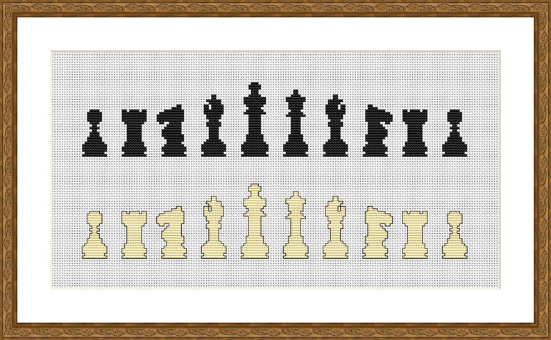 Chess Pieces Counted Cross Stitch Pattern Chess Cross Stitch | Etsy