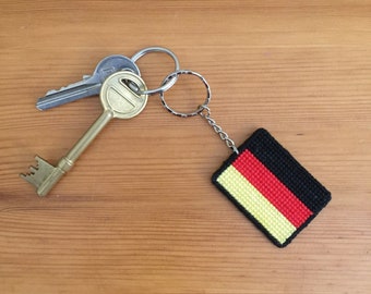 Handmade German Flag Cross Stitch Keychain, Germany Keychain, German Football Flag, Euros Flag, German Flag Keychain, Plastic Canvas Keyring