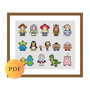 Counted Cross Stitch Sampler, Mini Character Collection, Cross Stitch Pattern Chart, Easy Cross Stitch, Cute Cross Stitch, PDF Download