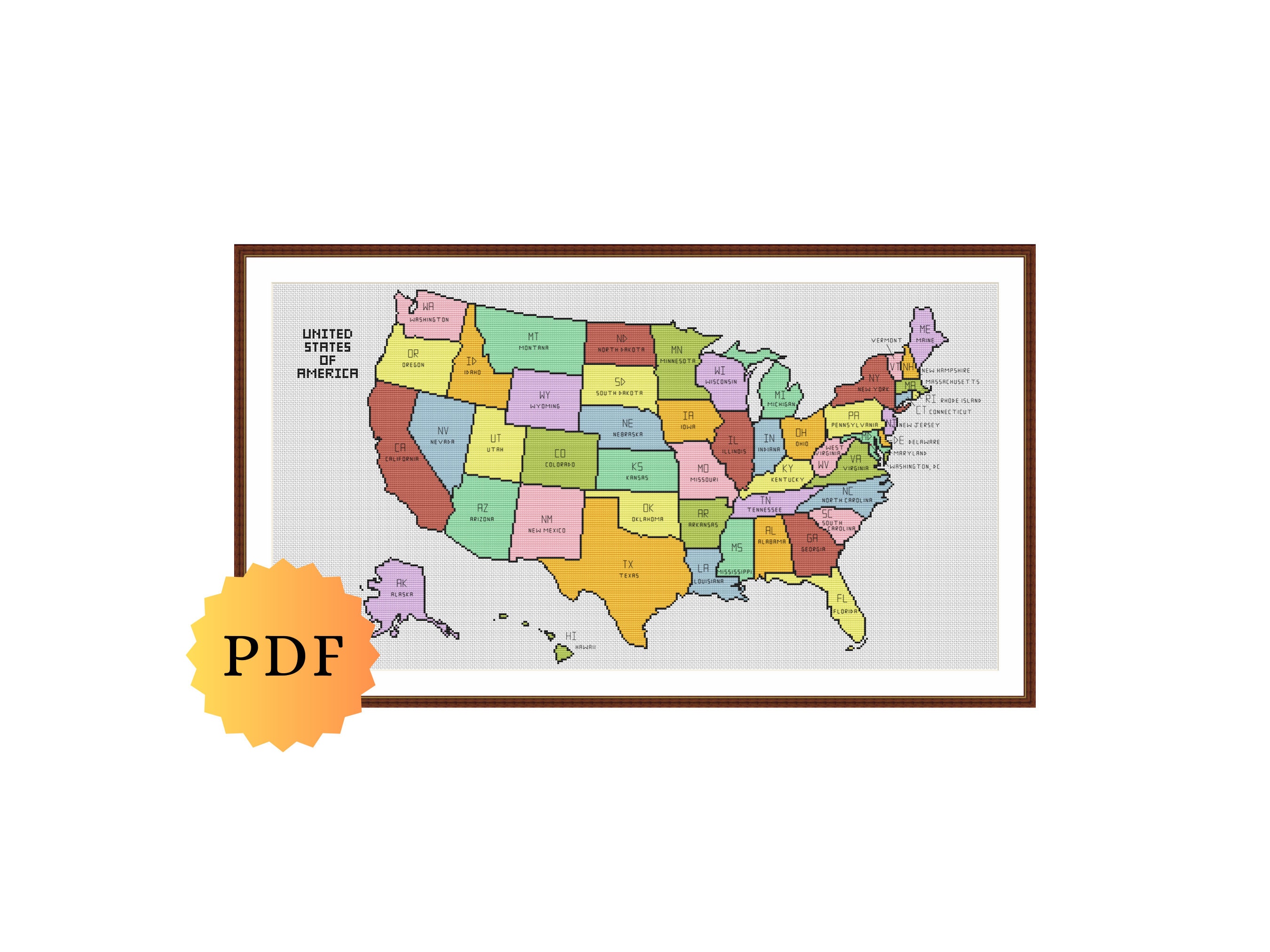Cross stitch us map - Etsy 日本