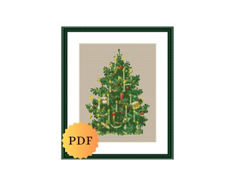 Christmas Tree Counted Cross Stitch Pattern, Christmas Cross Stitch Pattern, Festive Cross Stitch Pattern, PDF Download