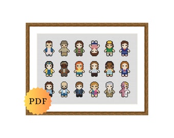 Counted Cross Stitch Sampler, Mini Character Collection, Cross Stitch Pattern Chart, Cute Cross Stitch Pattern, Printable, PDF Download