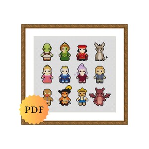 Counted Cross Stitch Sampler, Mini Fairytale Character Collection, Cross Stitch Pattern Chart, Cute Cross Stitch Pattern, PDF Download