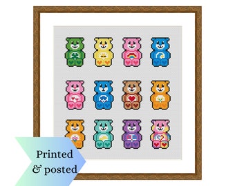 Printed Counted Cross Stitch Sampler, Mini Character Collection, Cute Cross Stitch Pattern, Printed & Posted Pattern Chart