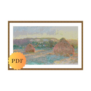 Schema punto croce, Covoni di grano di Monet, Fine estate, Schema punto croce di Monet, Dipinti impressionisti, Download PDF