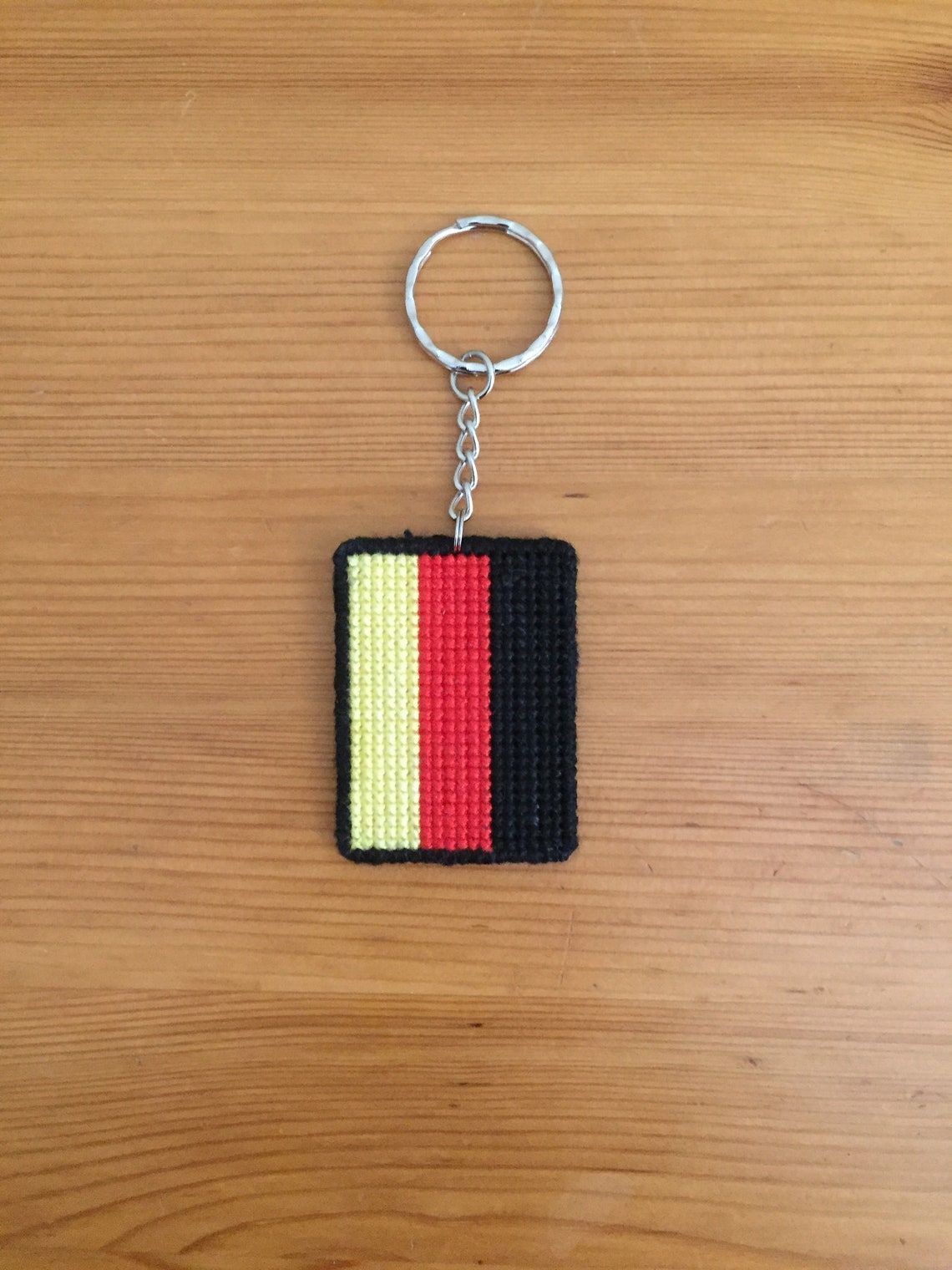 Handmade German Flag Cross Stitch Keychain Germany Keychain Etsy