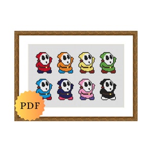 Counted Cross Stitch Sampler, Mini Character Collection, Video Game Characters, Cross Stitch Pattern Chart, Cute Cross Stitch, PDF Download