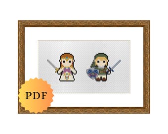 Counted Cross Stitch Sampler, Mini Video Game Character Collection (Printable Instant PDF DOWNLOAD)