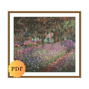 Monet Il giardino dell&#39;artista a Giverny Schema punto croce, Monet Punto croce, Impressionista, Dipinti famosi, Download PDF