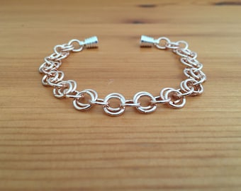 Custom Rose Gold Plated Chain Bracelet, Easy Clasp, Magnetic Fastening, Rose Gold Chain Link Bracelet, Handmade Bracelet, Chainmaille