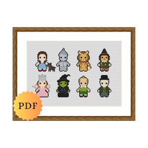 Kreuzstichmuster, Minifiguren-Sammlung, Kreuzstichmuster-Chart, süßes Kreuzstichmuster, PDF-Download, druckbar