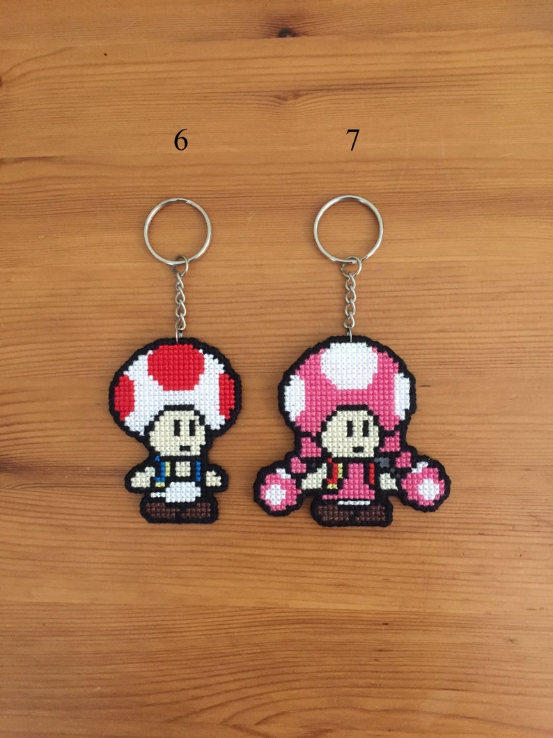 Mix and Match Super Mario Cross Stitch Keychain Set Nintendo Etsy