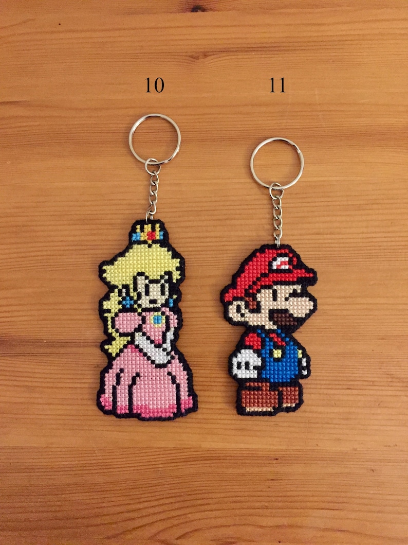 Mix and Match Super Mario Cross Stitch Keychain Set Nintendo Etsy