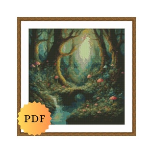 Enchanted Forest Counted Cross Stitch Pattern, Digital Cross Stitch ...