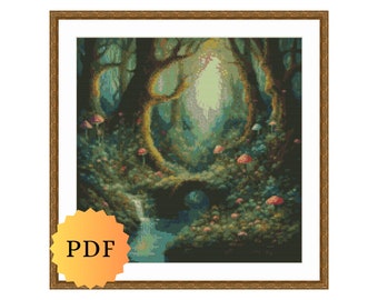 Enchanted Forest Counted Cross Stitch Pattern, Digital Cross Stitch, Cross Stitch Chart, Pattern Chart, PDF Instant Download, Printable