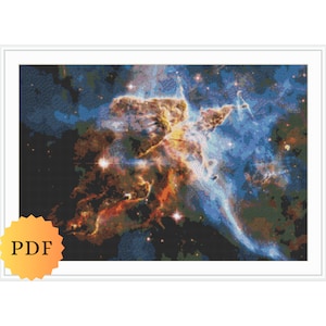 Nebula Counted Cross Stitch Pattern, Space Cross Stitch, Cross Stitch Chart, Large Pattern, Space Embroidery, PDF Download