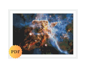 Nebula Counted Cross Stitch Pattern, Space Cross Stitch, Cross Stitch Chart, Large Pattern, Space Embroidery, PDF Download