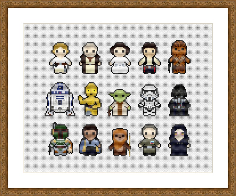 Counted Cross Stitch Sampler, Mini Galaxy Character Collection, Cross Stitch Pattern Chart, Cute Nerdy Cross Stitch Pattern, PDF Download image 2