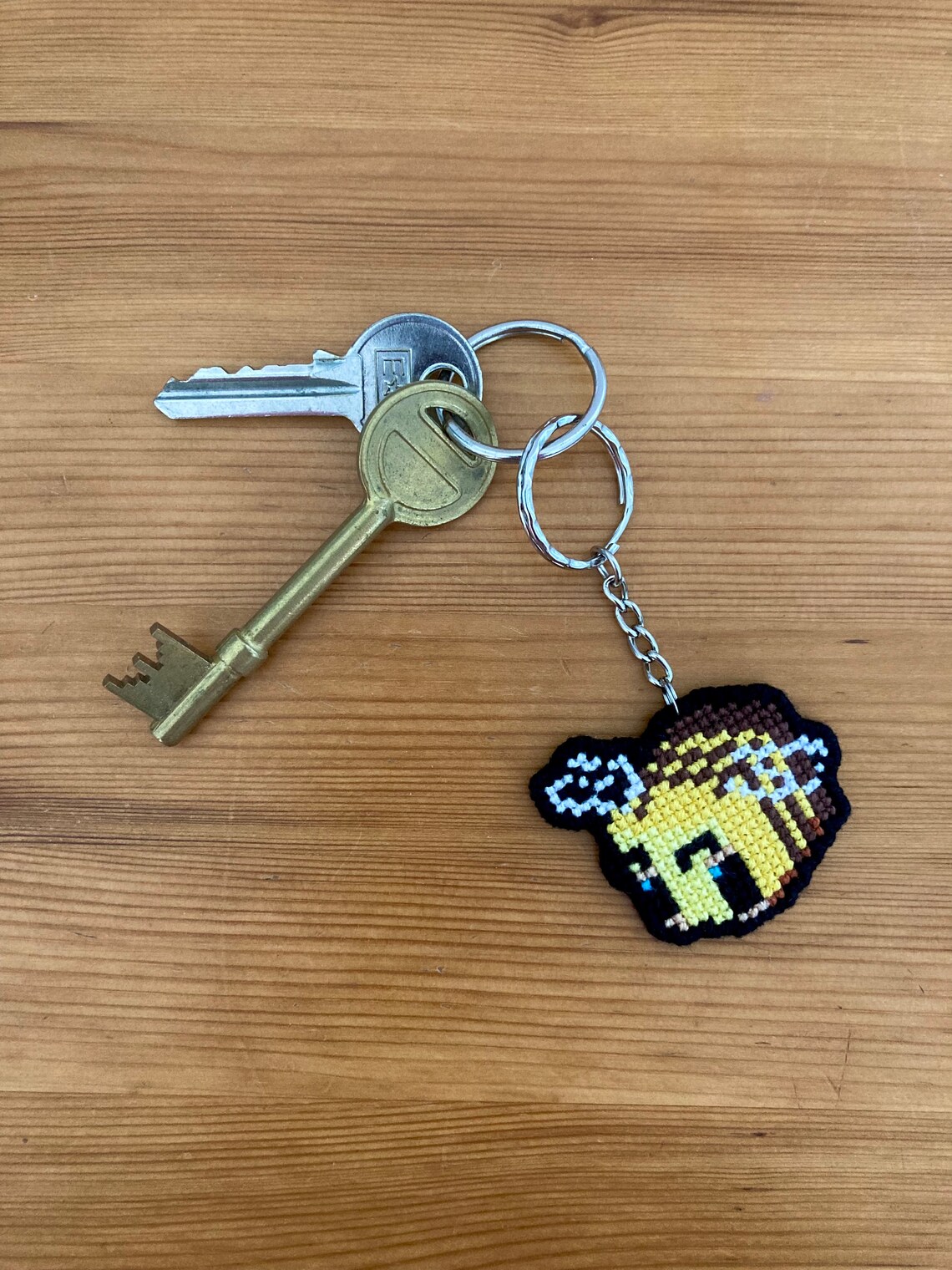 Minecraft Bee Handmade Cross Stitch Keychain Double Sided Etsy