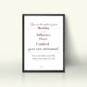 Positive Inspiration Quote Napoleon Hill Think and Grow Rich: You are the master of your destiny.  Printable Instant Download