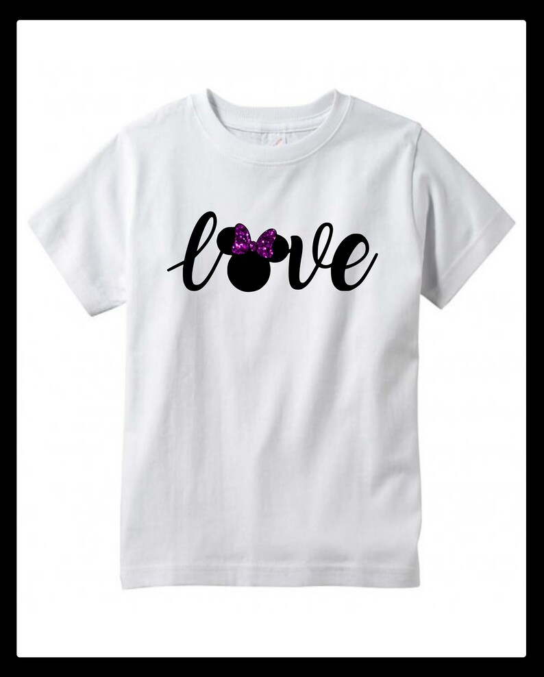 Love Mickey Minnie Head Disney Toddler Youth Black T-Shirt Long or Short Sleeve
