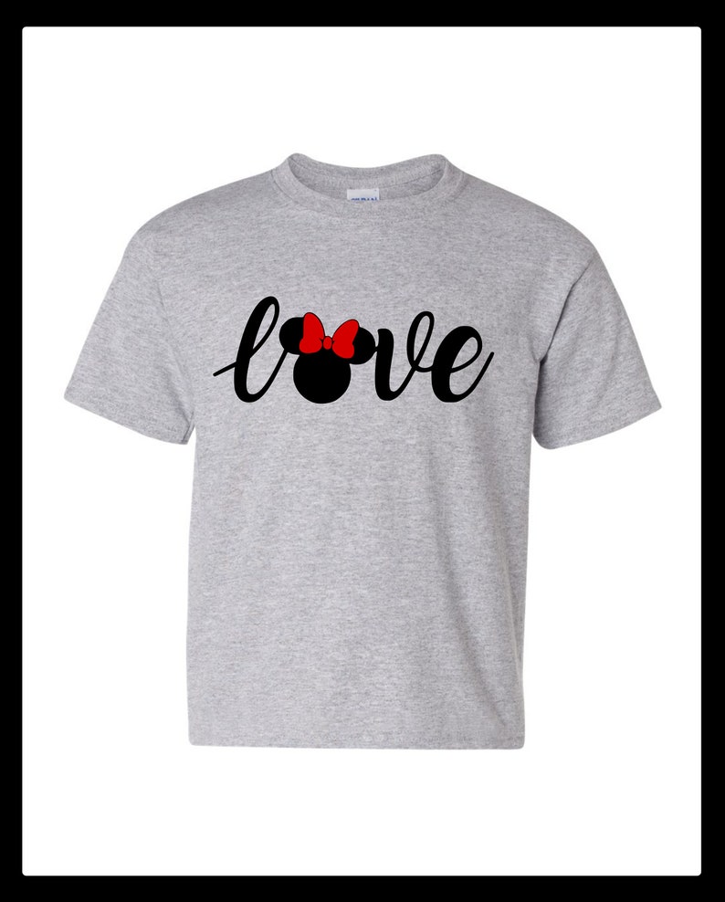 Love Mickey Minnie Head Disney Toddler Youth Black T-Shirt Long or Short Sleeve