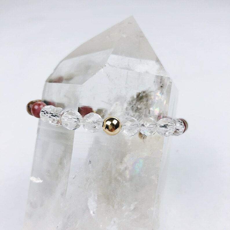 Clear Quartz Tourmaline /& Labradorite Stretch Bracelet