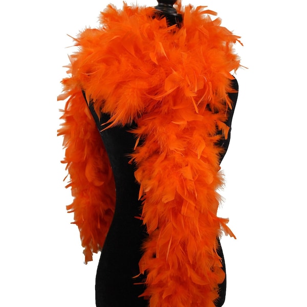 Orange 100 Gram Chandelle Feather Boa, 2 Yard Long-Great for Party, Wedding, Costume