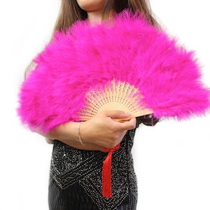 Leque de penas de marabu rosa choque, ótimo para festa, casamento, fantasia de Halloween, árvore de Natal, decoração