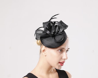 Black wedding hats fascinators Clearance