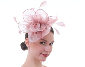 Dunkelrosa Farbe Fascinator Hut für Frauen Tea Party Hochzeit Kenturky Derby Stirnband, 1920er Jahre Fascinator Hut mit Schleier Pillbox Hut -- 1916