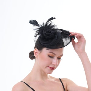 Black Feather Fascinator Hat: Kentucky Derby Tea Party Headband