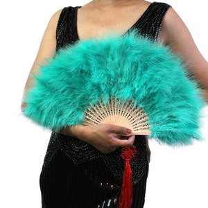 Leque de penas de marabu azul-petróleo, ótimo para festas, casamentos, fantasias de Halloween, árvores de Natal, decoração