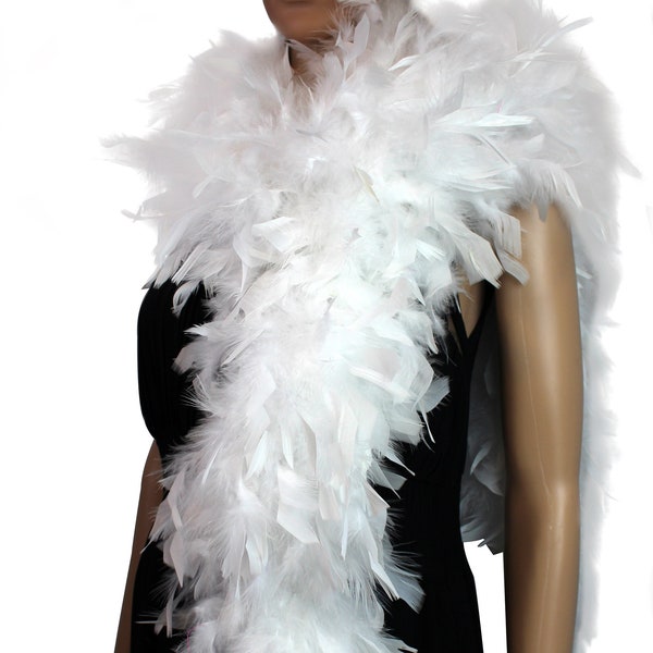 White 100 Gram Chandelle Feather Boa, 2 Yard Long-Great for Party, Wedding, Costume