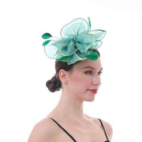 Grüne Farbe Fascinator Hut für Frauen Tea Party Hochzeit Kenturky Derby Stirnband, 1920er Fascinator Hut mit Schleier Pillbox Hut -- 1916