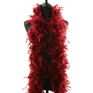 Burgundy Color 60 Gram, 2 yards Long Chandelle Feather Boa, Great for Party, Wedding, Halloween Costume, Christmas Tree, Decoration