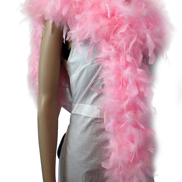 Baby Pink Color 80 Gram, 2 yards Long Chandelle Feather Boa, Great for Party, Wedding, Halloween Costume, Christmas Tree Decoration