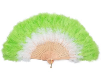 Lime grün mix weiß Federfächer, ideal für Party, Hochzeit, Halloween-Kostüm, Weihnachtsbaum, Dekoration fan-2