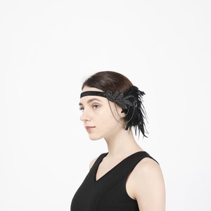 Black Color 1920s Flapper Headband 20s Great Gatsby Party Women Headpiece