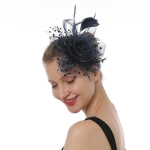 Marine Fascinator Hut für Frauen Tee Party Hochzeit Kenturky Derby Stirnband 1920er Jahre Fascinator Hut mit Schleier Pillbox Hut TF-1901