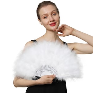 White marabou Feather Fan, Great for Party, Wedding, Halloween Costume, Christmas Tree, Decoration
