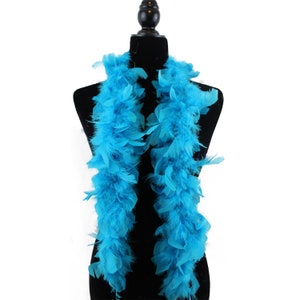 Turquoise Color 25 Gram, 4 Feet Long Chandelle Feather Boa, Great for Kids Party, Wedding, Halloween Costume, Christmas Tree, Decoration