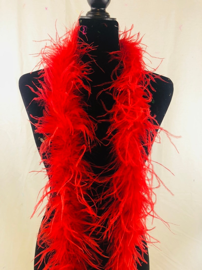 Red 1 Ply Ostrich Feather Boa Boas 2 Yard High Quality Etsy