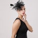 Black Color Fascinator Hat for Women Tea Party Wedding Kentucky Derby Headband, 1920s Fascinator Hat with Veil Pillbox Hat TF-1901