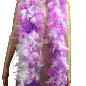 White mix Light Purple 40 Gram Chandelle Feather Boa, 2 Yard Long-Great for Party, Wedding,  Halloween Costume Decoration