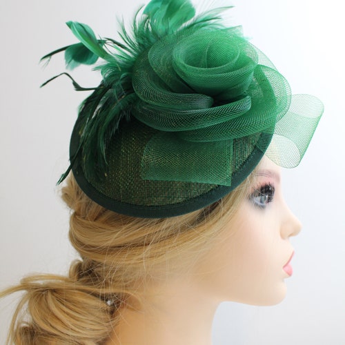 Green Color Fascinator Hat for Women 