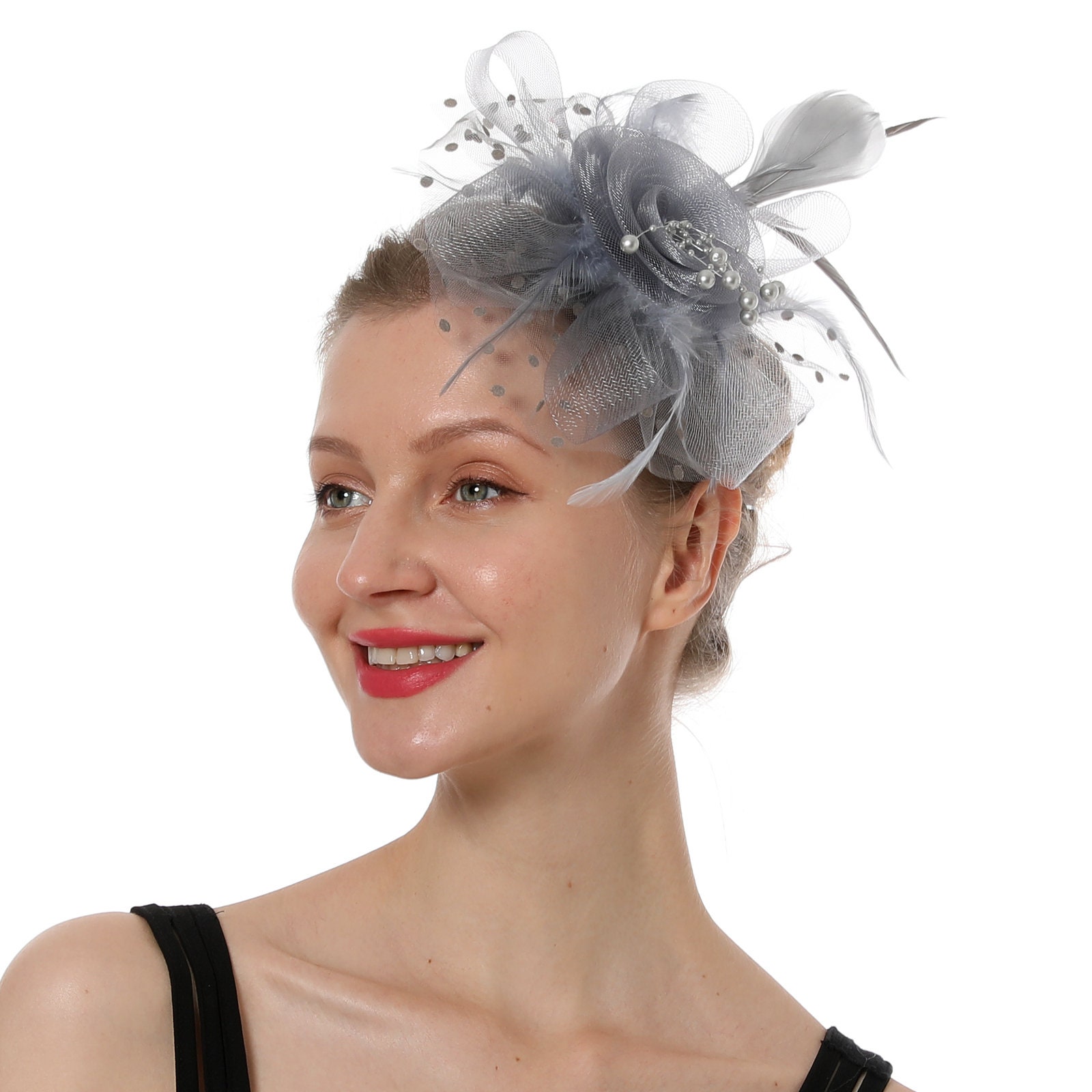 Grey Fascinator Etsy