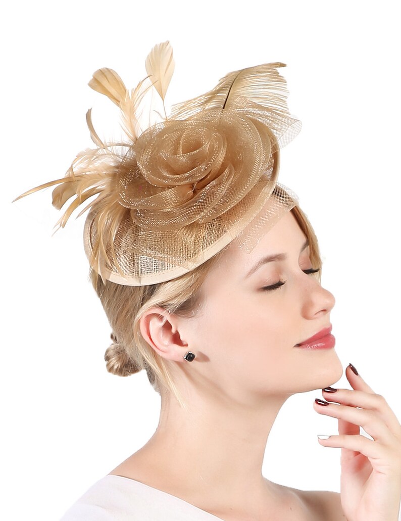 Gold Yellow Color Fascinator Hat for Women Tea Party Wedding Etsy