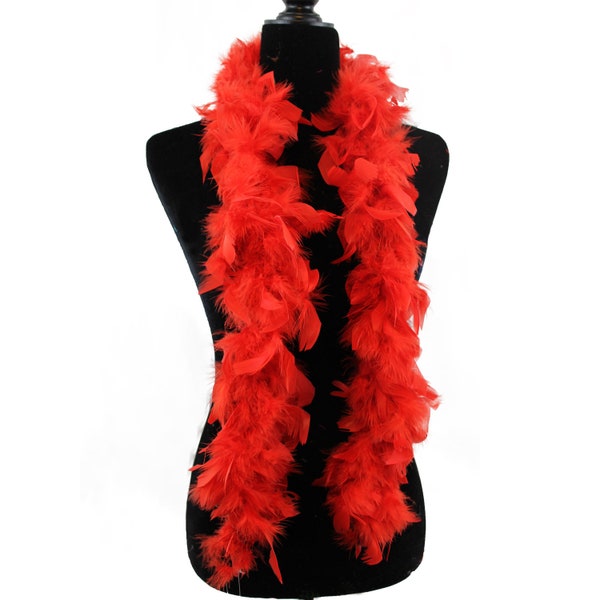 Red Color 25 Gram, 4 Feet  Long Chandelle Feather Boa, Great for Kids Party, Wedding, Halloween Costume, Christmas Tree, Decoration